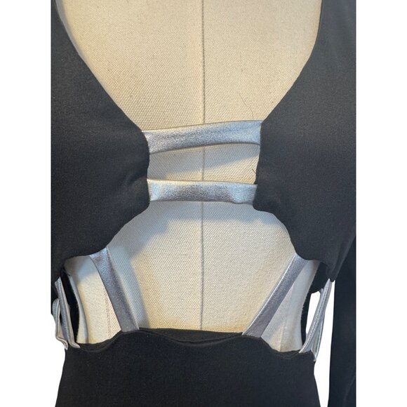 2/$30 NWT PrettyLittleThing 6 Black Bodycon Cut-Out Long Sleeve Mini Dress - Picture 7 of 16